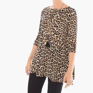 CHICO'S Cheetah-Print Portrait Top - Size Medium